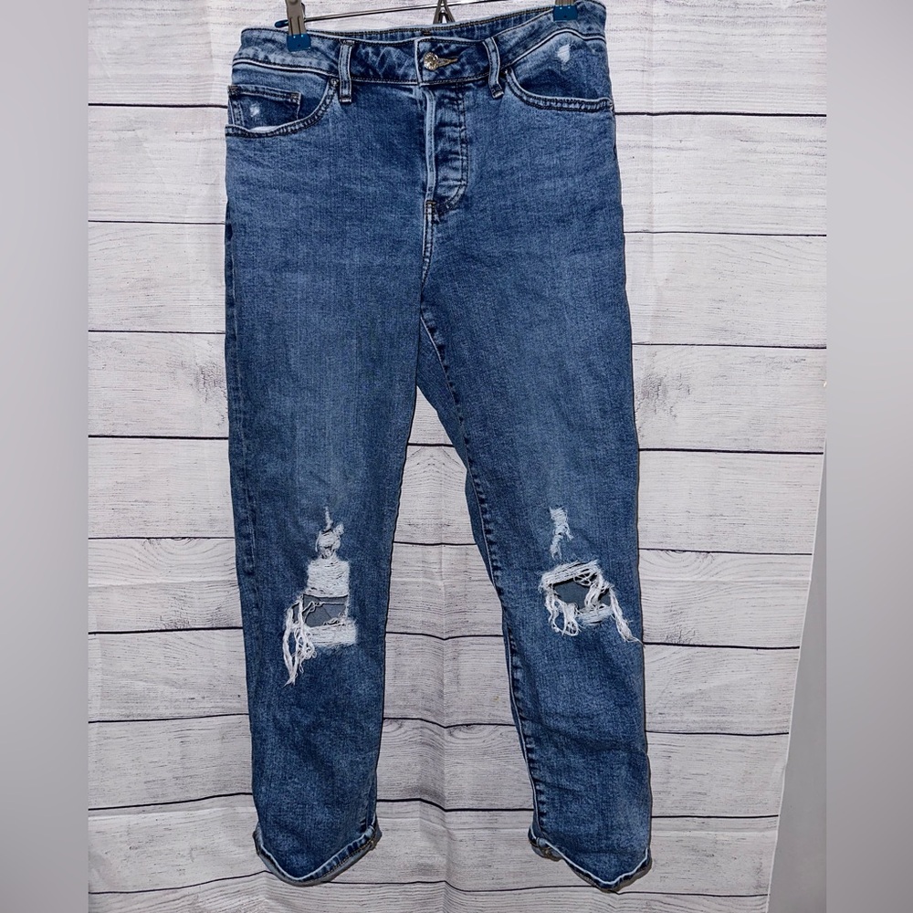 Express Blue Distressed Boyfriend Jeans